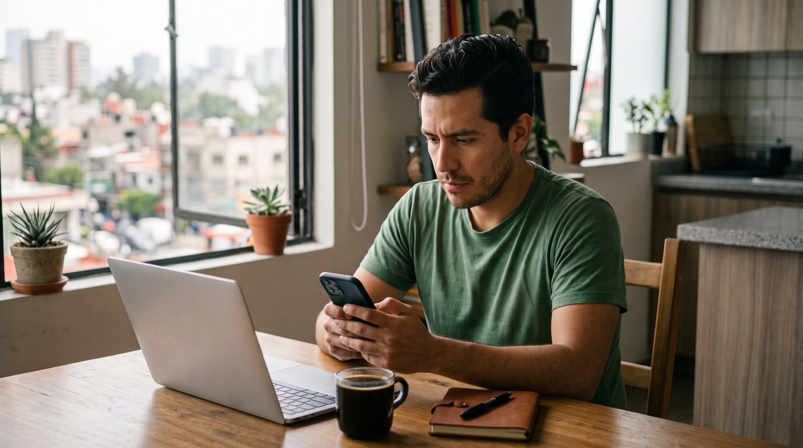 Apostador mexicano comparando bonos de bienvenida de casas de apuestas en su celular