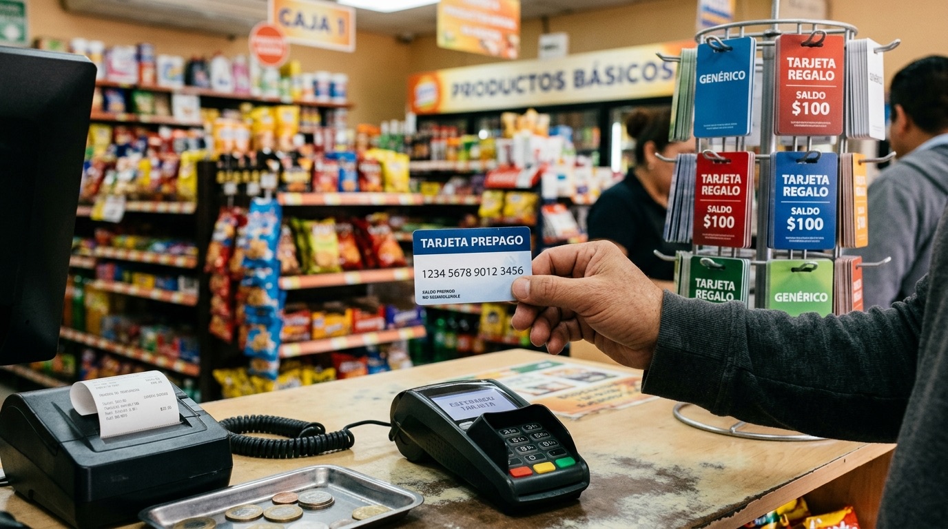 Cliente comprando una tarjeta prepago Paysafecard en una tienda de conveniencia en México