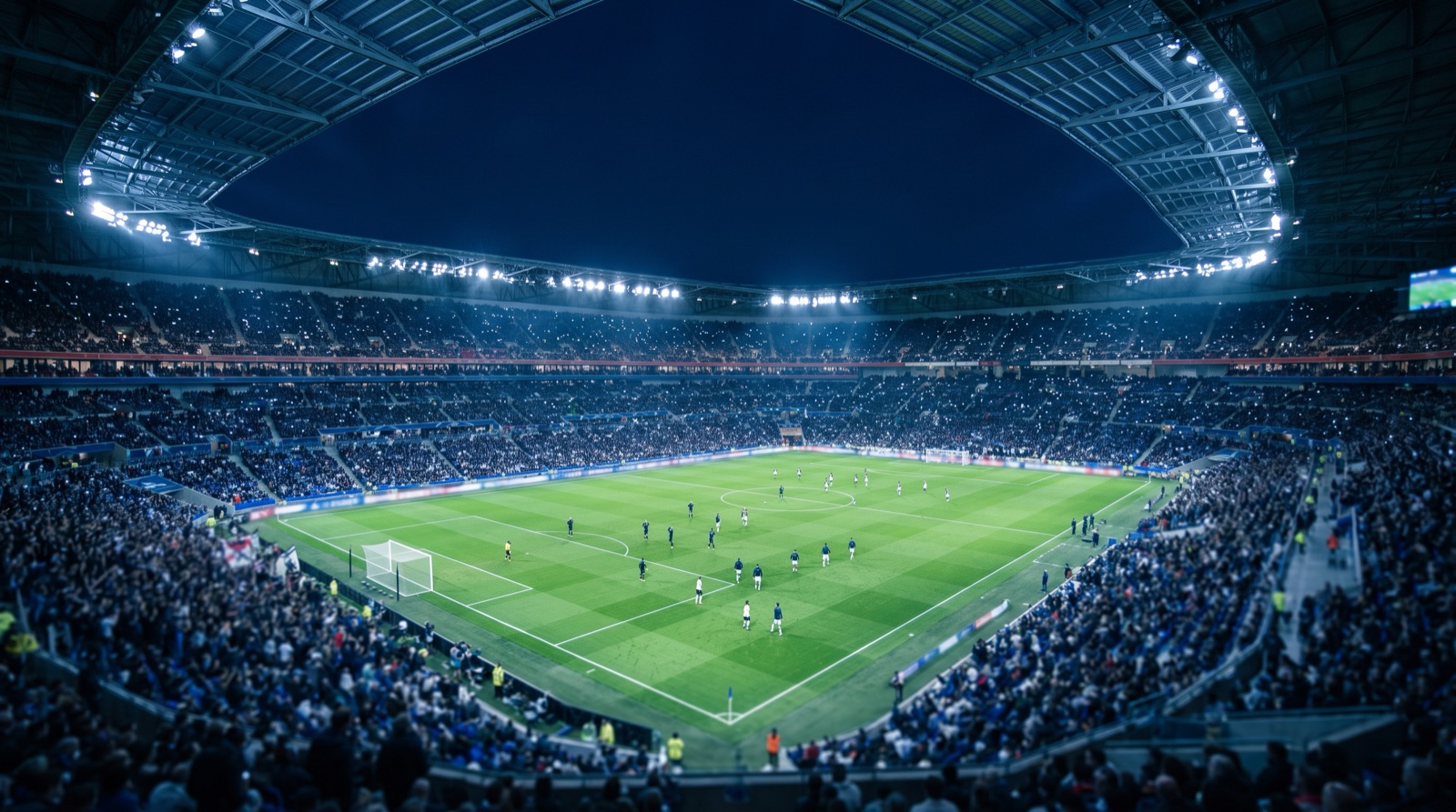 Estadio europeo lleno en una noche de Champions League