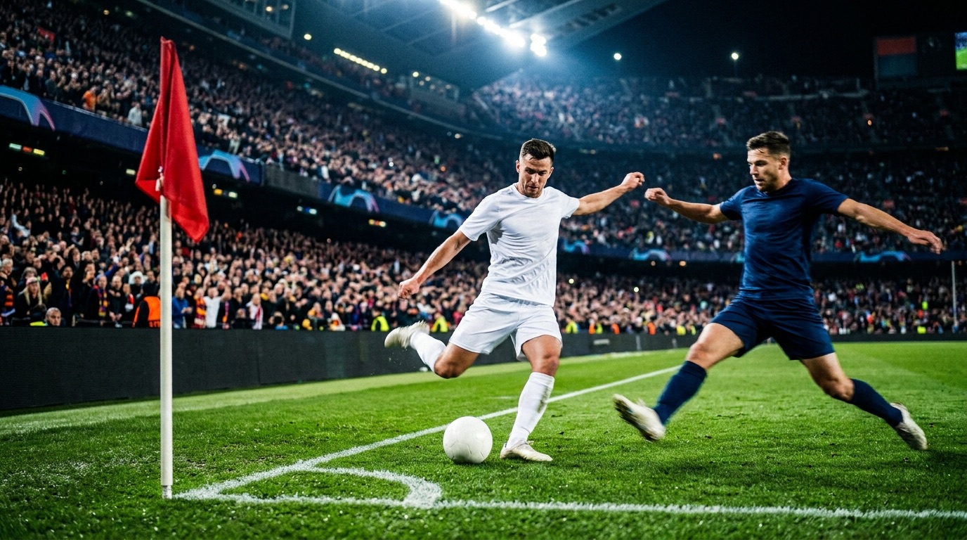 Jugadores disputando el balón en un partido de la fase liga de la Champions League