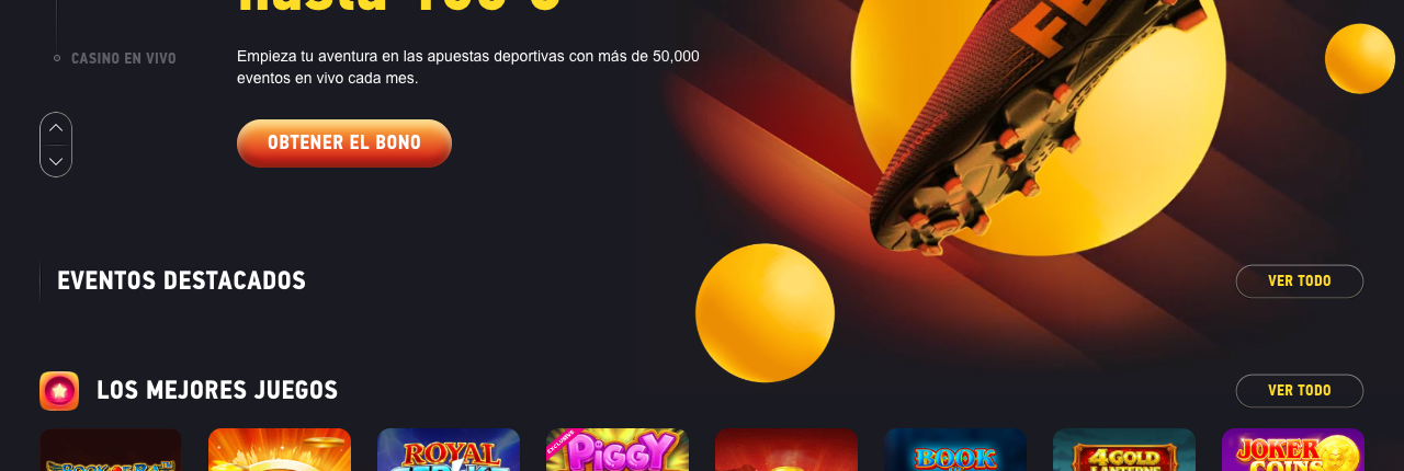 La portada de Fezbet vista desde una conexión mexicana anuncia el bono deportivo hasta 100 euros