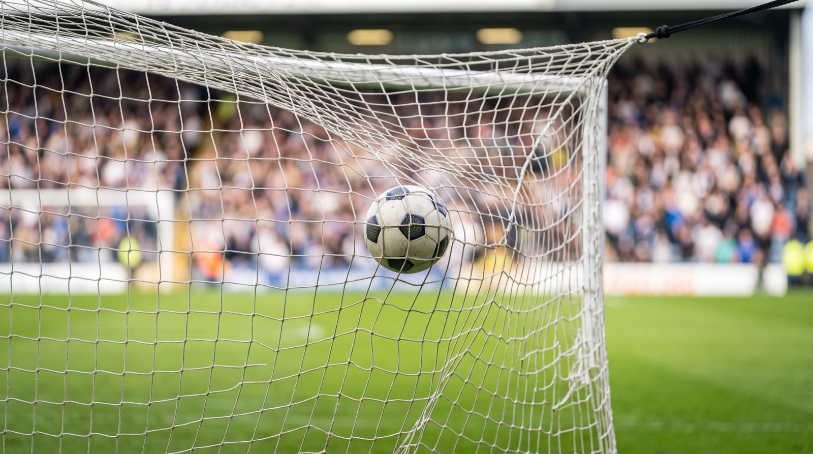 Balón en la red tras un gol en un partido de la Liga MX