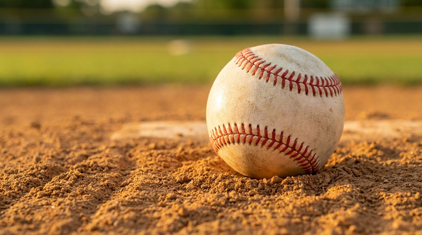 Pelota de beisbol sobre la tierra del montículo