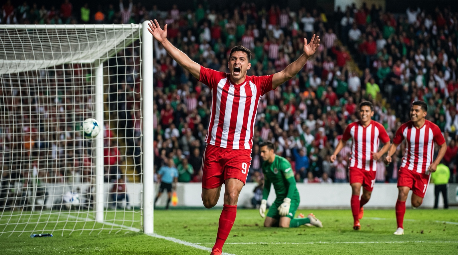 Delantero festeja un gol en un estadio de la Liga MX